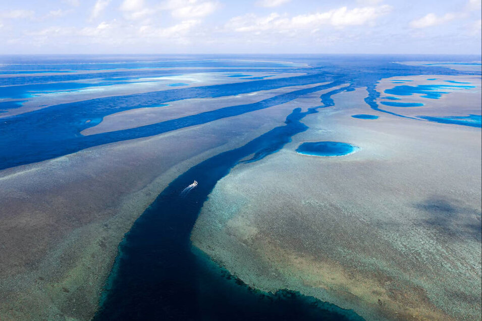Aerial view over the great barrier reef