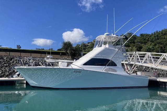 The Ghost 40 foot OBrien vessel docked at the Port Douglas marina