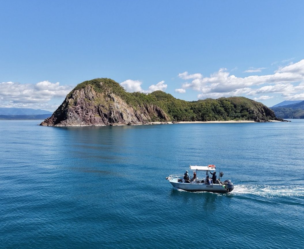 Aerial photo of fishing vessel near daintree river